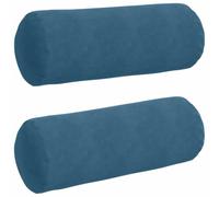vidaXL Cojines Bolster 2 pcs Azul Ø 25 x 70 cm Tela de Pana, Sofá, Almohadas cilíndricas, Fundas Removibles, Textiles para el hogar, Cojines acogedores, decoración Elegante