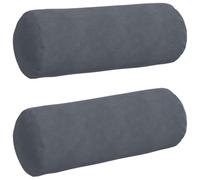 vidaXL Cojines Bolster 2 pcs Gris Oscuro Ø 25 x 70 cm Tela de Pana, Sofá, Almohadas cilíndricas, Fundas Removibles, Textiles para el hogar, Cojines acogedores, decoración Elegante