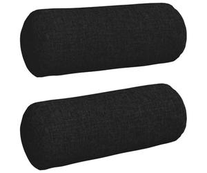 vidaXL Cojines Bolster 2 pcs Negro Ø 15 x 40 cm Tela, Cojines cilíndricos cómodos, Fundas Removibles, Almohadas Decorativas, Elementos Multiusos para el hogar