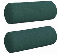 vidaXL Cojines Bolster 2 pcs Verde Oscuro Ø 15 x 40 cm Tela
