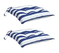 vidaXL Cojines de Silla 2 uds Tela a Rayas Azul y Blanco 40x40x7 cm, cojín, cojín para Exterior, cojín de Asiento, cojín para sofá, cojín para Asiento
