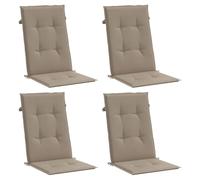 vidaXL Cojines de Silla de Jardín 4 uds, Cojines con Respaldo Alto, Cojines de Asiento Exterior, Almohadas para Patio Oficina, Tela Taupe
