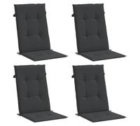 VidaXL Cojines de Silla de Jardín 4 Uds Con Respaldo Alto, Asiento Exterior, Almohadas para Patio y Oficina, Tela Negro