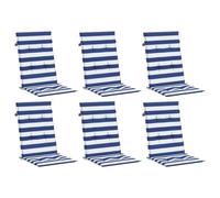 vidaXL Cojines de Silla de Respaldo Alto 6 uds Tela Rayas Azul&Blanco