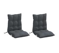 vidaXL Cojines de Silla de Respaldo Bajo 2 uds, Almohadas de Sillón, Almohadillas de Asiento, Decoraciones para Jardín, Tela Oxford Gris Antracita