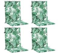 vidaXL Cojines de Silla de Respaldo bajo 4 uds Tela Estampado de Hojas