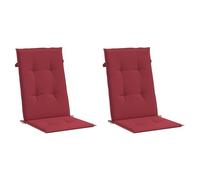 vidaXL Cojines de Sillas de Jardín 2 uds, Almohadas con Respaldo Alto, Acolchados para Sillones, Cojines para Patio, Tela Rojo Tinto 120x50x3 cm
