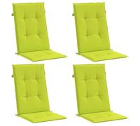 vidaXL Cojines de Sillas de Jardín 4 uds, Almohadas con Respaldo Alto, Acolchados para Sillones, Cojines para Patio, Tela Verde Brillante 120x50x3 cm