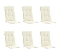 vidaXL Cojines de Sillas de Jardín 6 uds, Almohadas con Respaldo Alto, Acolchados para Sillones, Cojines para Patio, Tela Crema 120x50x3 cm