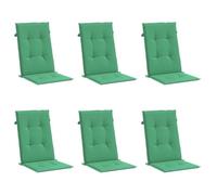 vidaXL Cojines de Sillas de Jardín 6 uds, Almohadas con Respaldo Alto, Acolchados para Sillones, Cojines para Patio, Tela Verde 120x50x3 cm
