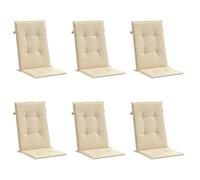 vidaXL Cojines de Sillas de Jardín 6 uds, Almohadas con Respaldo Alto, Acolchados para Sillones, Cojines para Patio, Tela Beige 120x50x3 cm