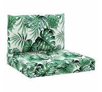 vidaXL Cojines para Palets 2 uds, Almohadas de Respaldo Asiento, Almohadillas de Silla Sofá, Muebles para Jardín Patio, Tela Estampado de Hojas
