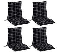 vidaXL Cojines para Silla con Respaldo Bajo 4 uds, Almohadillas para Sillón, Cojines de Asiento, Cojines para Jardín Patio, Tela Oxford Cuadros Negro