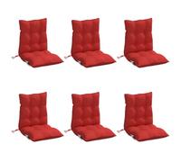 vidaXL Cojines para Silla con Respaldo Bajo 6 uds, Almohadillas para Sillón, Cojines de Asiento, Cojines para Jardín Patio, Tela Oxford Rojo