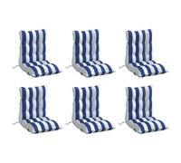 vidaXL Cojines para Silla con Respaldo Bajo 6 uds, Almohadillas para Sillón, Cojines de Asiento, Cojines para Jardín, Tela Oxford Rayas Azul Blanco