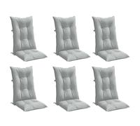 vidaXL Cojines para Silla Respaldo Alto 6 uds Tela Gris Claro Melange, cojín, cojín para Silla, cojín para Asiento, cojín para sillón