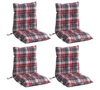 vidaXL Cojines para Silla Respaldo bajo 4 uds Tela Oxford Cuadros Rojo