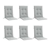 vidaXL Cojines para Silla Respaldo bajo 6 uds Tela Gris Claro Melange, cojín, cojín para Silla, cojín para Asiento, cojín para sillón