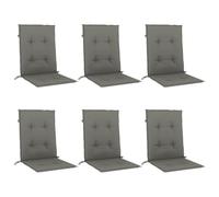 vidaXL Cojines para Silla Respaldo bajo 6 uds Tela Gris Oscuro Melange, cojín, cojín para Silla, cojín para Asiento, cojín para sillón