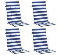vidaXL Cojines para Sofá de Palés 4 uds, Almohadillas para Silla con Respaldo Alto, Cojín para Muebles de Jardín, Tela Azul y Blanco a Rayas