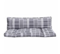 vidaXL Cojines para sofá de palets 2 Unidades Tela Cuadros Gris, cojín palets, cojín jardín, cojín sofá, cojín, cojín Exterior, cojín sofá palés