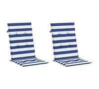 vidaXL Cojines Silla de Respaldo Alto 2 uds Tela a Rayas Azul y Blanco