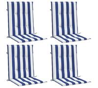 vidaXL Cojines Silla de Respaldo bajo 4 uds Tela a Rayas Azul y Blanco
