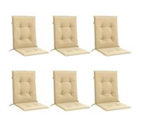 vidaXL Cojines Silla Respaldo bajo 6 uds Tela Beige Melange 100x50x4 cm, cojín, cojín para Silla, cojín para Asiento, cojín para sillón