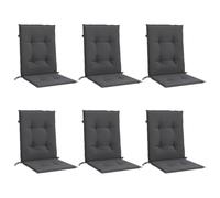 vidaXL Cojines Silla Respaldo bajo 6 uds Tela Gris Antracita Melange, cojín, cojín para Silla, cojín para Asiento, cojín para sillón