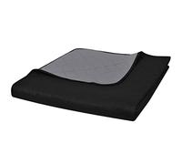 vidaXL Colcha de Cama Reversible Acolchada Doble Cara Negro/Gris 170x210 cm
