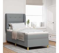 vidaXL Colchón con Resortes Pocket 100X200 cm Tela Funda con Cremallera Duradera Gris Claro Espuma Soporte Medio Duro para Mejorar la Calidad del Sueño con Protector Superior Individual Que Respira