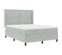 vidaXL Colchón de Cama con Muelles Ensacados Gris Claro 160X200 cm Terciopelo Espuma con Funda de Cremallera Accesorio de Sueño Cómodo Ideal para Dormitorios Modernos Protector Almohadilla Colchón Su