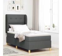 vidaXL Colchón de Cama con Resortes Gris Oscuro 100X200 cm Tela Transpirable 20Cm de Grosor Funda con Cremallera Apoyo Ideal para los Que Duermen Boca Arriba o Boca Abajo en Muebles de Dormitorio con
