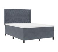 vidaXL Colchón de Cama con resortes Individuales Gris Oscuro Terciopelo 140X190 cm con Funda con Cremallera, cómoda Superficie de sueño, Ideal para Dormitorio de huéspedes con Lujo y Comodidad, prote