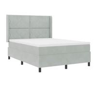 vidaXL Colchón de Cama de resortes Gris Claro 140x200 cm Funda de Terciopelo y Espuma Apoyo Medio-Duro Removible para Comodidad Ideal para Cama de invitado o Principal Ropa de Cama de Lujo