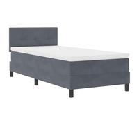 vidaXL Colchón de Cama de Resortes Pocket Gris Oscuro de Terciopelo con Funda con Zipper Tamaño Individual 90X190Cm Accesorio de Cama Cómodo Almohadilla Ideal para Relajación y Sueño de Calidad Prote
