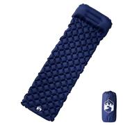 vidaXL Colchón de Camping Inflable con Almohada 1 Persona, Colchoneta Portátil, Colchón de Aire, Colchón para Viajes Pícnics Senderismo, Azul Marino