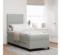 vidaXL Colchón de Muelles Pocket Spring 80X200 cm Terciopelo Espuma Funda con Cremallera Soporte Medio Duro Gris Claro Toper Protector Accesorios para Dormir Muebles de Dormitorio Individual con