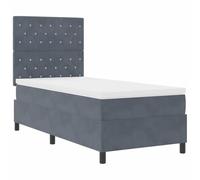 vidaXL Colchón de resortes Individuales Gris Oscuro 90X200 cm Terciopelo Espuma Funda de Cremallera Soporte cómodo para Adultos Mejor Calidad de sueño con Protector Topper estándar de Lujo