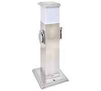 vidaXL Columna con Enchufes y Lámpara Jardín Acero Inoxidable Tomas Corriente