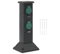 vidaXL Columna de 4 enchufes de Exterior Negro y Verde 16x16x39,5 cm, Enchufe de Corriente de Exterior, Toma de Corriente de Exterior, Enchufe de Corriente eléctrica al Aire Libre
