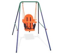 vidaXL Columpio Pata Bebés con Arnés de Seguridad Juguete para Niños Pequeños Parque Infantil de Acero y Plástico Naranja