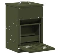 vidaXL Comedero de Pedal para Pollos Verde Oliva 25 x 42 x 40 cm, Jardín y Terraza, Rectangular, Duradero, Eco-amigable, Diseño versátil, Mantenimiento fácil, Materiales Resistentes a la Intemperie