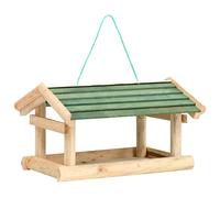 vidaXL Comedero para Pájaros Casa de Aves Alimentación Alimentador de Semillas Jardín Balcón Patio Terraza Decoración 35x29,5x21 cm Madera Maciza