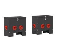 vidaXL Comedero para Pollos 2 pcs Negro 60.5 x 29 x 51 cm, Jardín y terraza, Rectangular, diseño Moderno, Materiales duraderos, Opciones sostenibles, Espacio de Vida Exterior versátil