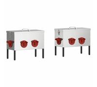 vidaXL Comedero para Pollos 2 pcs Plateado 41,5 x 20,5 x 33 cm, Jardín y terraza, Rectangular, Accesorios duraderos y Elegantes para Espacios al Aire Libre, Mejora tu Experiencia en el Patio Hoy