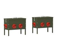 vidaXL Comedero para Pollos 2 pcs Verde Oliva 41,5 x 20,5 x 33 cm, Jardín y terraza, Rectangular, Accesorios duraderos y Elegantes para Espacios al Aire Libre, Mejora tu Experiencia en el Patio Hoy