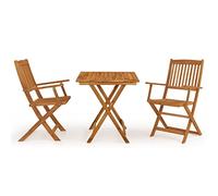 vidaXL Comedor de Jardín Plegable 3 Piezas Mesa Silla Asiento Cocina Patio Terraza Balcón Picnic Robusto Estable Madera Maciza de Acacia