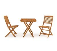vidaXL Comedor de Jardín Plegable 3 Piezas Mesa Silla Cocina Asiento Patio Terraza Balcón Robusto Estable Picnic Madera Maciza de Acacia