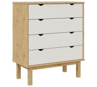 vidaXL Cómoda cajonera – Mueble organizador de madera maciza para hogar (marrón/blanco)